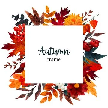Fall floral banner, design template, hand drawn Stock Illustration