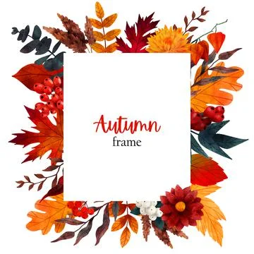 Fall floral banner, design template, hand drawn Stock Illustration