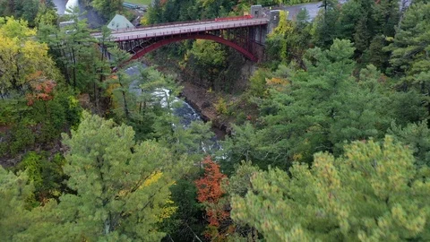 Fall Foliage Ausable Chasm bridge tree f... | Stock Video | Pond5