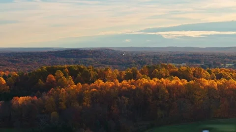 Fall foliage over Mountain Valley 4K Stock Footage 254793457