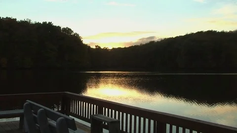 Fall Foliage Sunset Pond Video stock 81605702