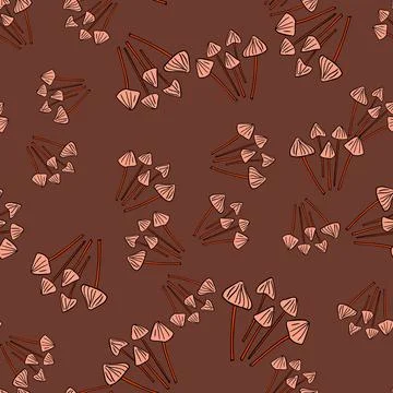Fall food seamless pattern with forest random psilocybe semilanceata mushroom Stock Illustration