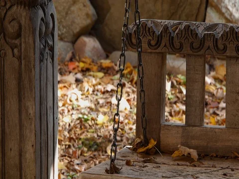 FALL FOOTAGE OF BENCH SWING MEDIUM CLOSE UP Stock Footage 76161524