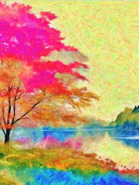Fall forest Painting Stock Illustration