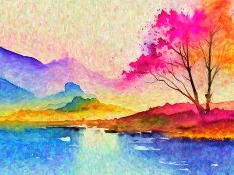 Fall forest Painting Stock Illustration
