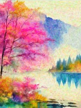 Fall forest Painting Stock Illustration