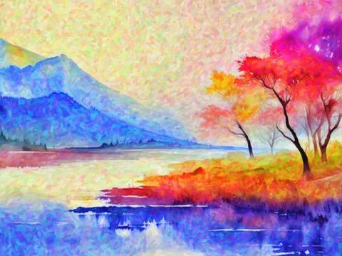 Fall forest Painting Stock Illustration
