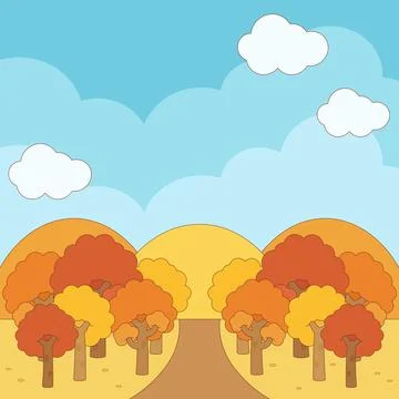 Fall forest scenery background 1 Stock Illustration