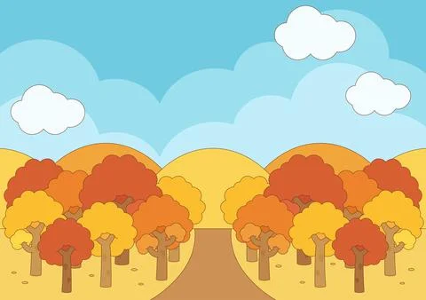 Fall forest scenery background 2 Stock Illustration