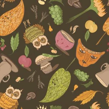 Fall Forest Vector Pattern Stock Illustration