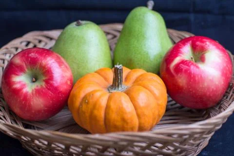 Fall fruit basket Stock Photos