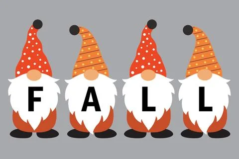 Fall Gnomes Vector, Autumn Vector, Gnomes Vector Files Stock Illustration