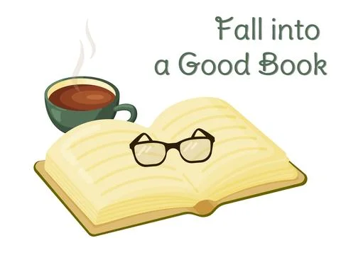 Fall Into a Good Book Cozy Concept Stock Illustration