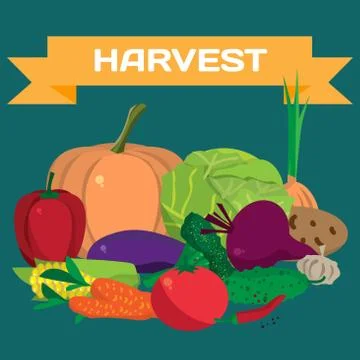 Fall harvest background with space for text. Autumn food festiva Stock Illustration