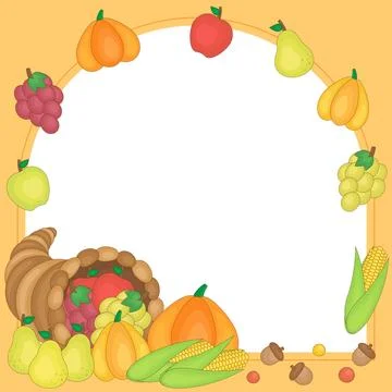 Fall harvest cornucopia frame 1 Stock Illustration