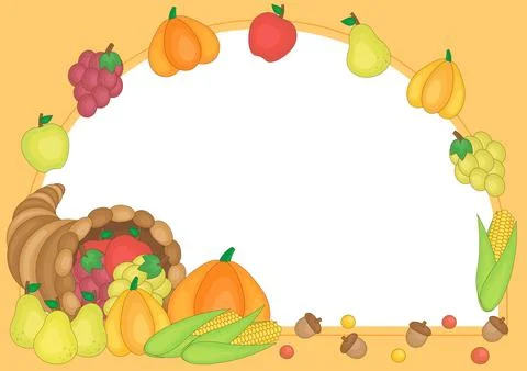 Fall harvest cornucopia frame 2 Stock Illustration
