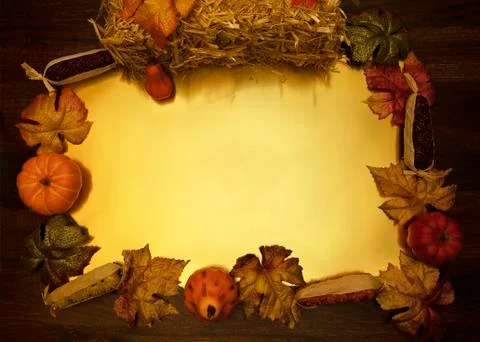 Fall Harvest Flat Lay Frame Stock Photos