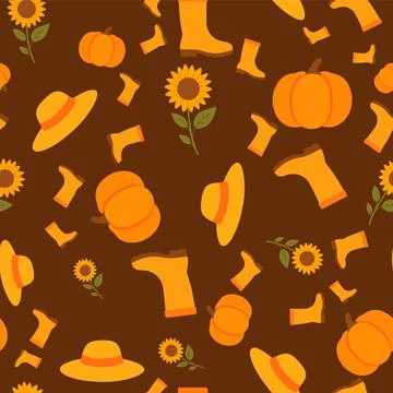 Fall Harvest Items Pattern Repeat Stock Illustration