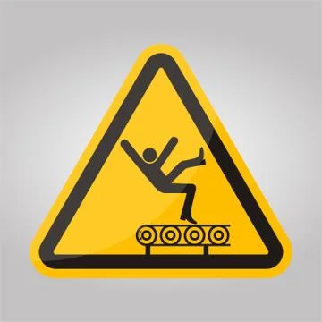 Fall Hazard From Conveyor Symbol Sign, Vector Illustration, Isolate On White  Stock Illustration
