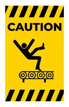 Fall Hazard From Conveyor Symbol Sign Isolate on White Background,Vector Illu Stock Illustration