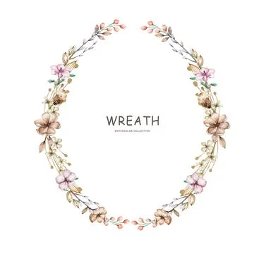 Fall herbs selection design round invitation frame. Rustic boho wedding wreath Stock Illustration