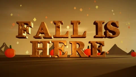 Fall Is Here Burnished Copper 3D Letters with Pumpkins and Falling Maple Leaves Stock Footage 343191949