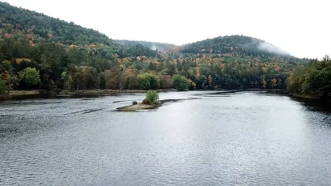 Fall on the Hudson River in the Adirondack Mountains Video stock 105834390