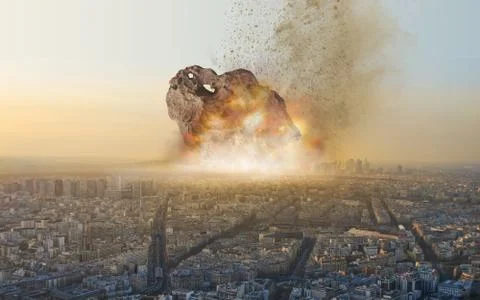 The fall of a huge asteroid to the earth. Stock-Illustration