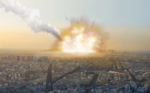 The fall of a huge asteroid to the earth. Stock Photos