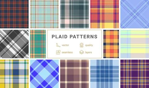 Fall inspired plaid bundle for designers seeking seasonal mood. Structured ta Stock Illustration