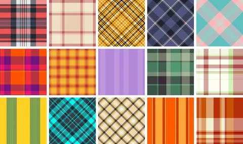 Fall inspired plaid bundle for designers seeking seasonal mood. Structured .. Stock Illustration