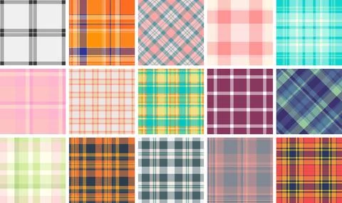 Fall inspired plaid set created for lifestyle branding. Seasonal tartan tex.. Stock Illustration