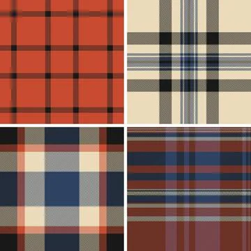 Fall inspired plaid set optimized for posters. Structured tartan rhythm attra Illustrazione stock