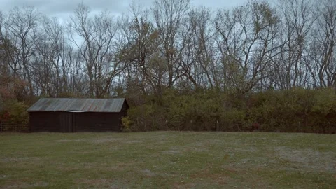 Fall in Kentucky leaves falling with barn in background Vídeos de archivo 321551661