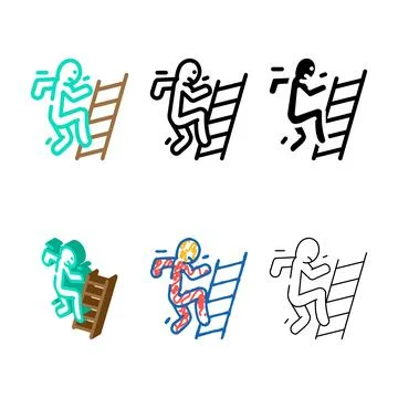 Fall ladder accident color forms icon vector Stock Illustration