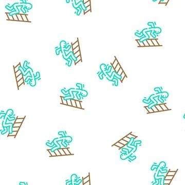 Fall ladder accident vector seamless pattern Stock Illustration