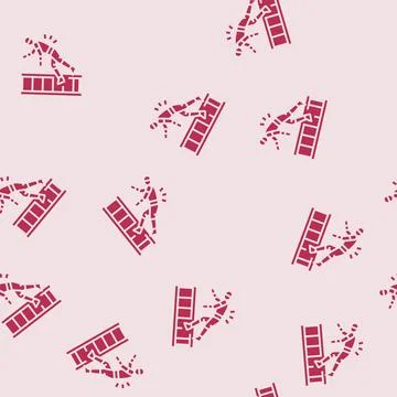 Fall from ladder glyph seamless pattern Stock Illustration
