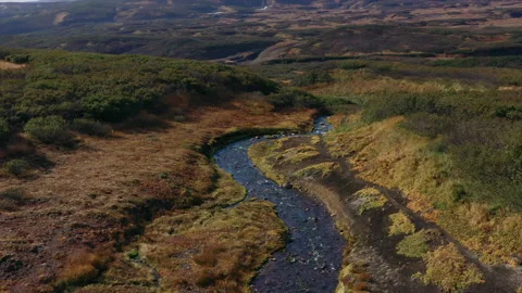 Fall Landscape and Bright Colours of Nature at Kamchatka Reserve in Russia. POV Stock Footage 199480924