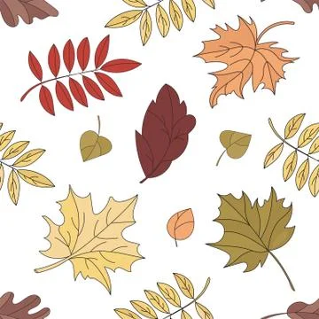 FALL LANDSCAPE Leaves Seamless Pattern Vector Illustration Illustrazione stock