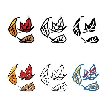 Fall leaf autumn color icon vector forms イラスト素材
