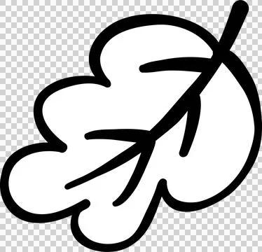Fall Leaf Cartoon Hand Draw Outline Black and white Stock Illustration