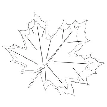 Fall Leaf Coloring Page for Relaxation Stock Illustration