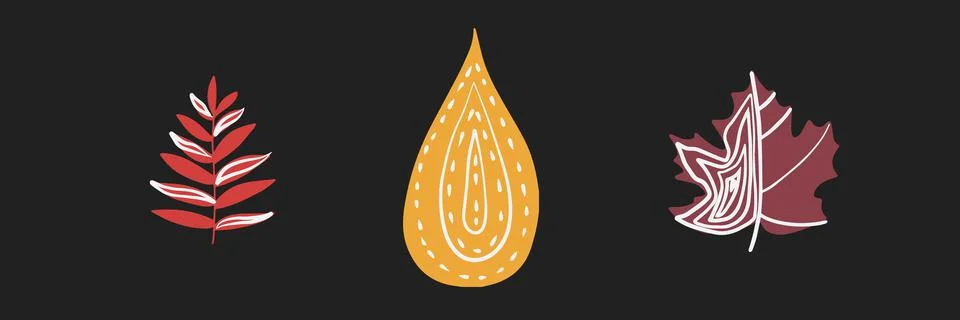 Fall leaf icon vector illustration. Hand drawn colorful design. Isolated graphic Stock Illustration