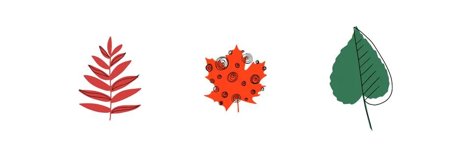 Fall leaf icon vector illustration. Hand drawn colorful design. Isolated graphic Illustrazione stock