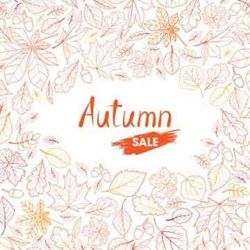 Fall leaf nature pattern. Autumn sale card. Leaves background. Season floral Illustrazione stock