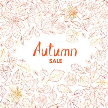 Fall leaf nature pattern. Autumn sale card. Leaves background. Season floral Stock Illustration