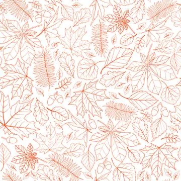 Fall leaf nature seamless pattern. Autumn leaves background. Sea Stock Illustration