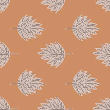 Fall leaf pale seamless pattern in creative hand drawn style. Grey foliage on Stock Illustration