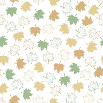 Fall leaf seamless pattern. Autumn maple foliage. Flat design template. Modern Stock Illustration