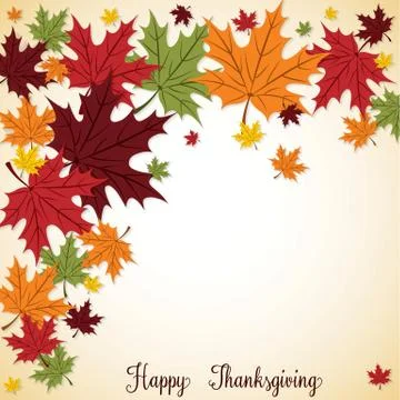 Fall Leaf Thanksgiving card in vector format. Stock Illustration